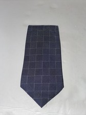 POLO Ralph Lauren Hand Made USA Navy Blue Silver 100 Silk Tie D-1519