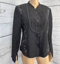 NWT Coldwater Creek 100 Silk Black Embroidered Jacket Sz 10 Spirit Line