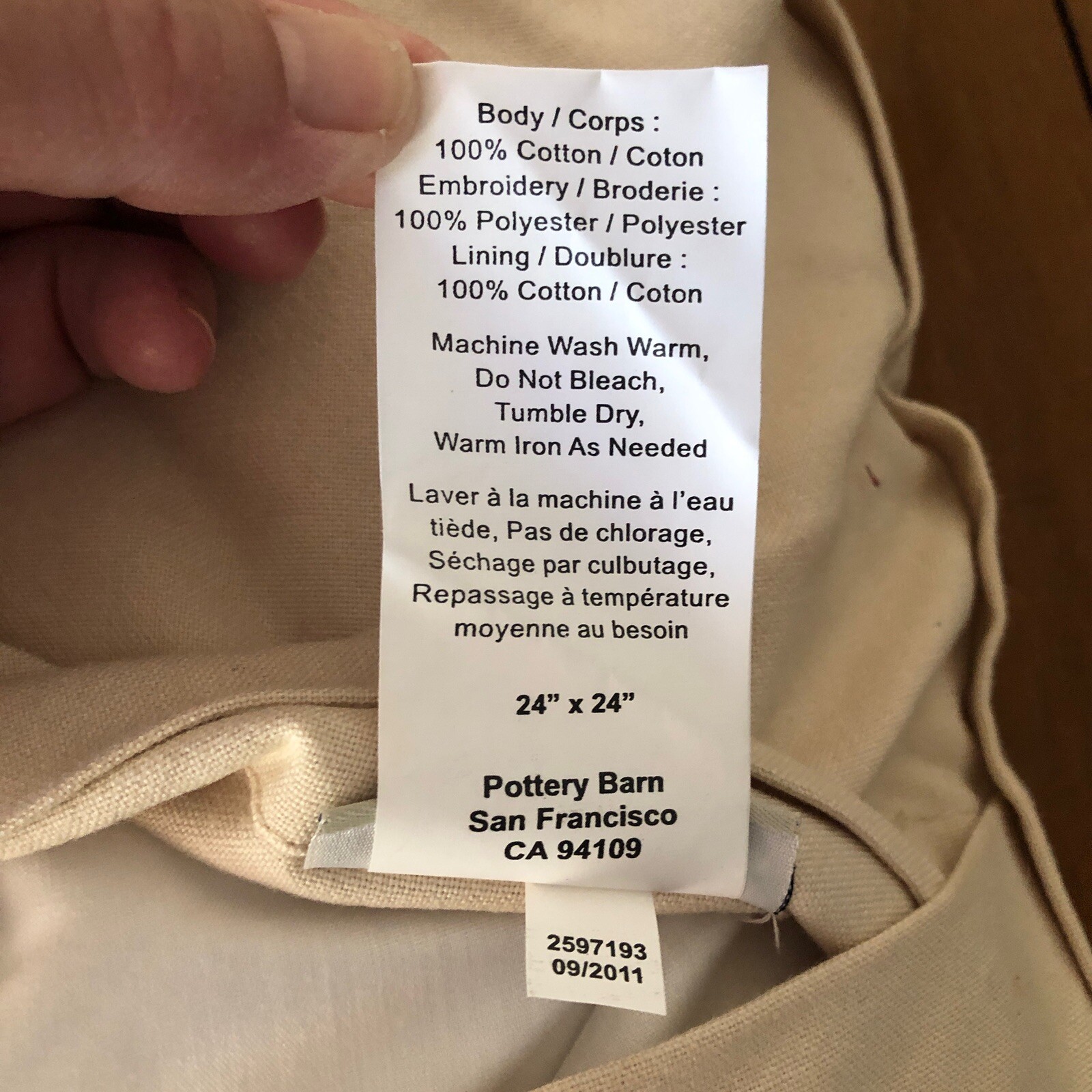 Pottery Barn 24 x 24 Embroidered Wreath Pillow Cover Fall Winter