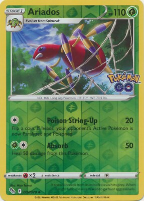 Ariados - 007/078 - Reverse Holo Uncommon Pokemon GO Pokemon TCG NM
