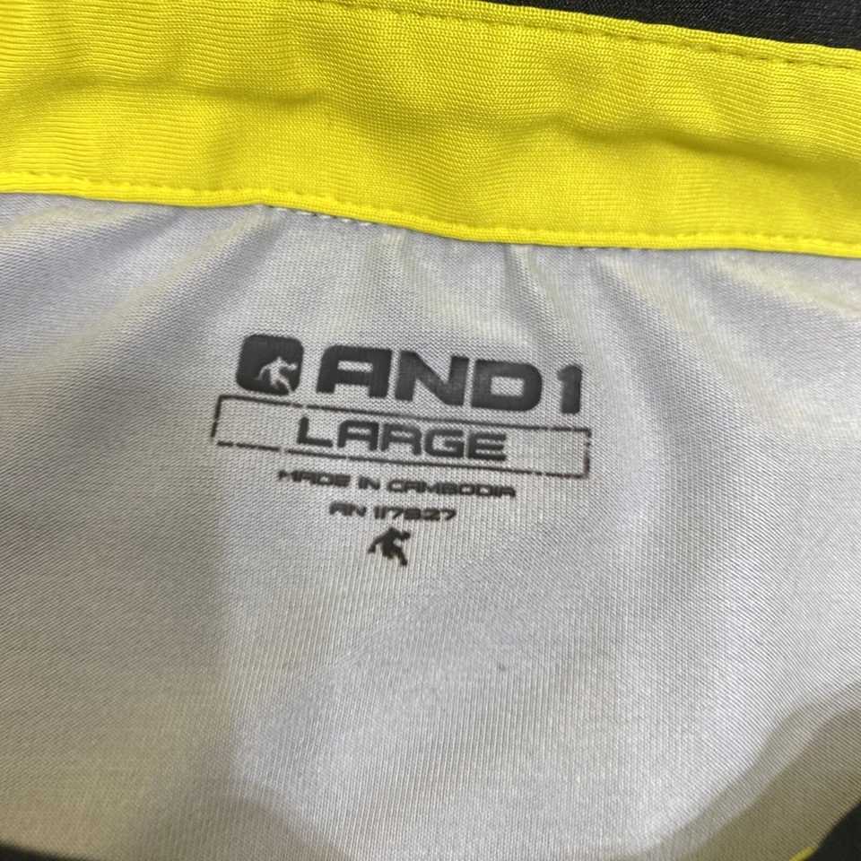 And1 Brand Mens Size L Polo Style Golf Black and Yellow Pull Over Shirt       T3 - Image 4 of 4