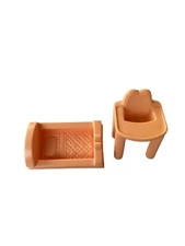 Vintage 1991 Playskool Victorian Dollhouse Highchair and Cradle