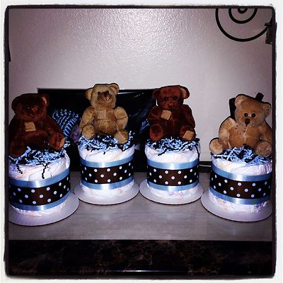 Patchwork Bear Diaper Cake Mini Baby Shower Birthday Teddy Bear  Boy/Girl
