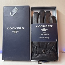 NOS DOCKERS NEW Mens Black Leather Gloves Mic...