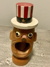 Vintage Uncle Sam USA Wood Screw Type Nut Cracker Nutcracker JULY 4TH