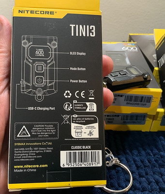 Nightcore TINI 3  Mini Flashlight W/FREE 33mm Keyring and Keychain 600 Lumens