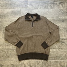 J.Crew Knit Quarter Zip Sweater Dark Brown 100 Cotton Men s Size Medium