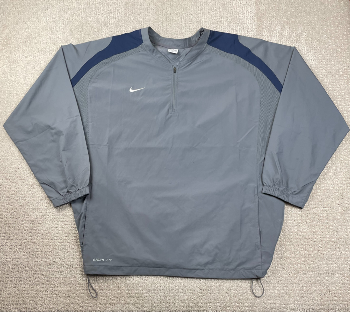 Nike Jacket Men XL Storm-Fit Gray Black Windbreaker 1/4 Zip Pullover Outdoor Y2K