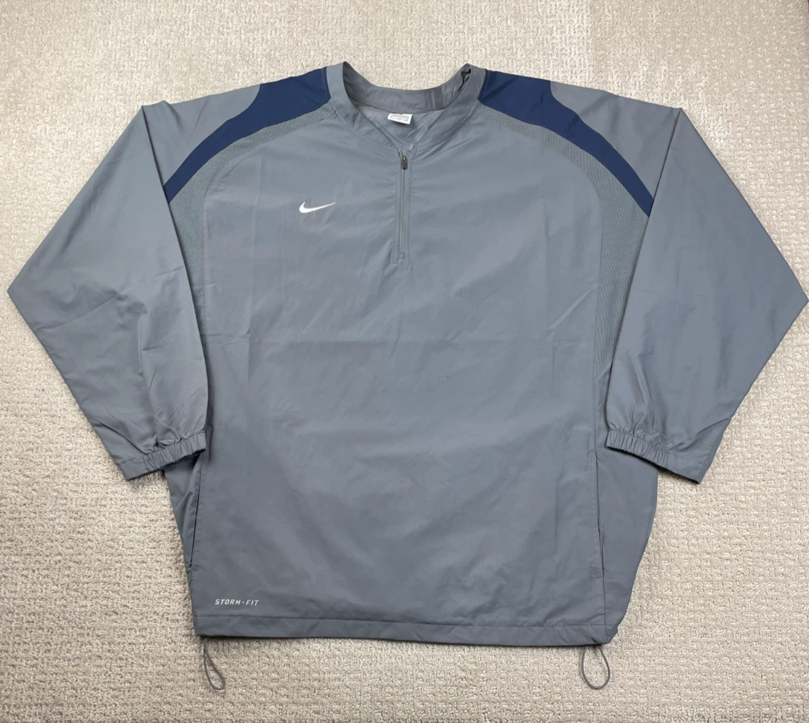 Nike Jacket Men XL Storm-Fit Gray Black Windbreaker 1/4 Zip Pullover Outdoor Y2K