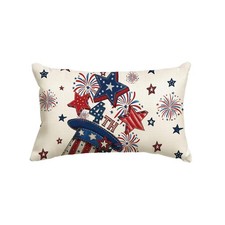 4th of July Patriotic Fireworks Stripes Throw Pillow Cover, 12 x 20 Inch Indepen