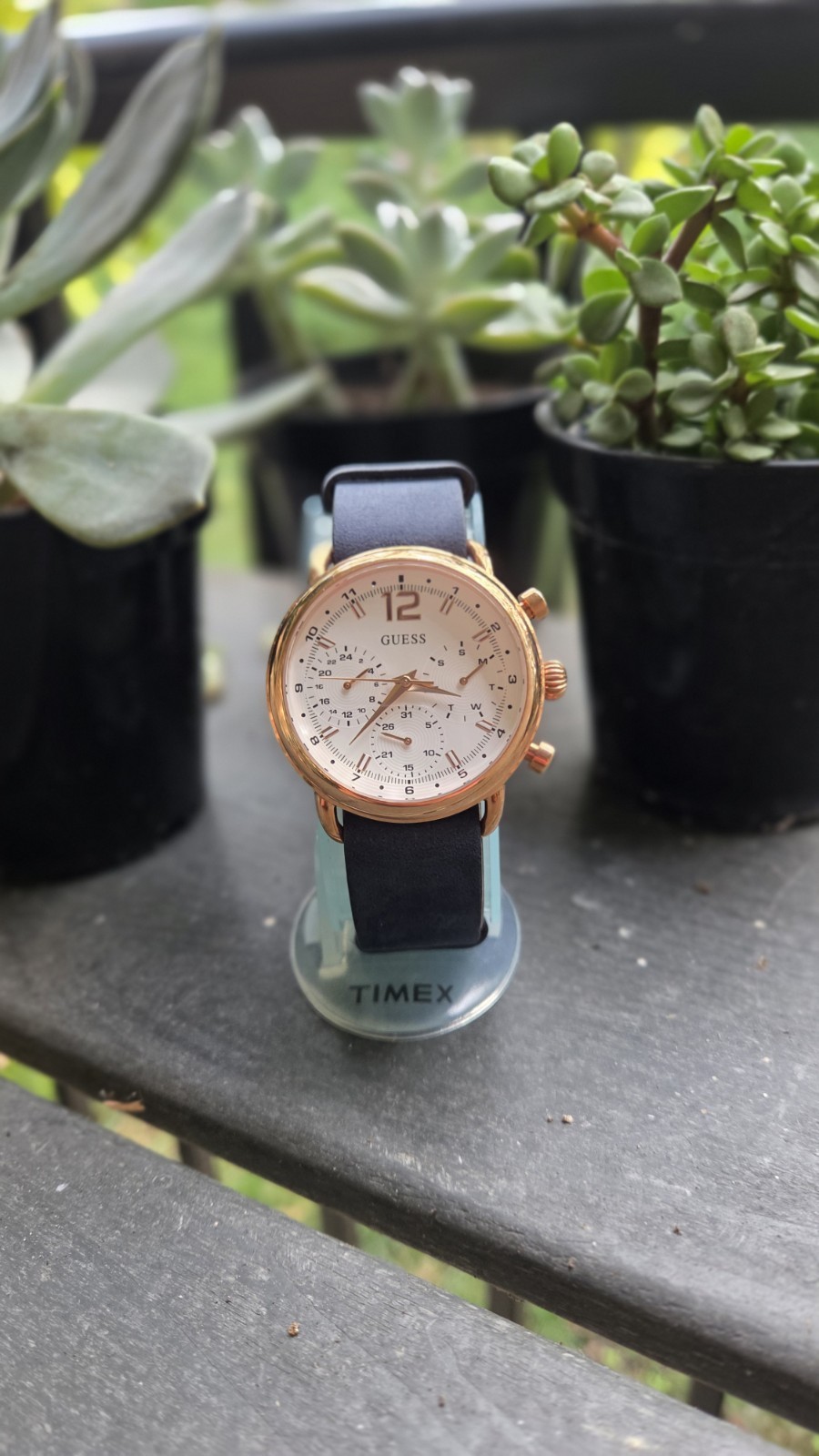 Guess Enchanted Forest- Unisex Watch With Calender And Lush Blue Leather Band