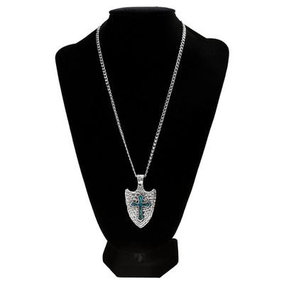 D47023 Silver Strike Men's 24'' Arrow Head Turquoise Cross Necklace NEW