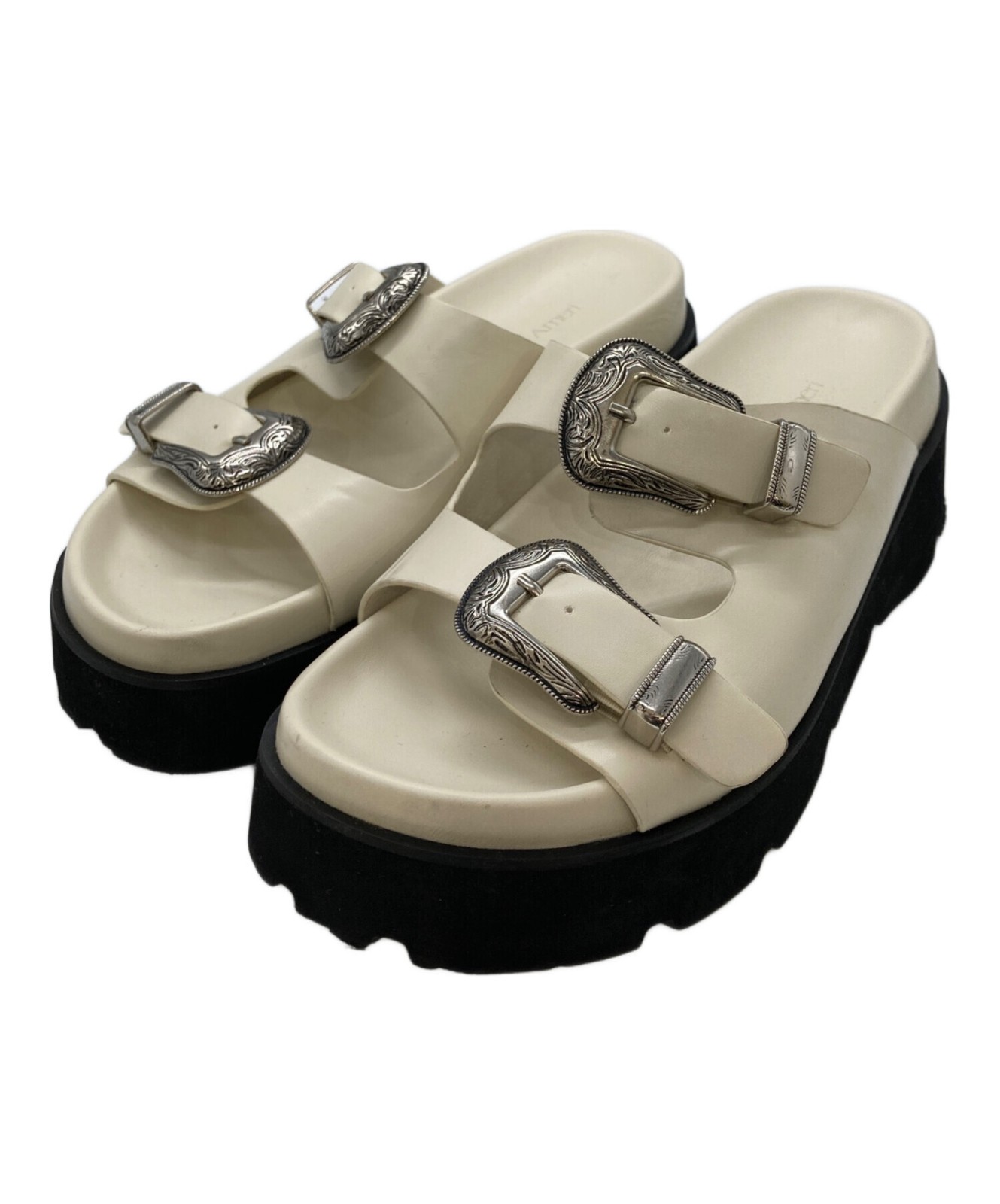 Ameri MEDI WESTERN BUCKLE SANDALS/ White/ Size: M - image 1