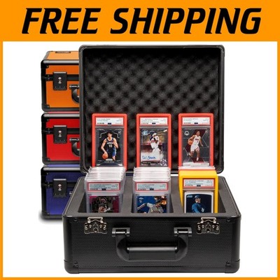 Baseball Card Briefcase with PSA Slab Storage-`
