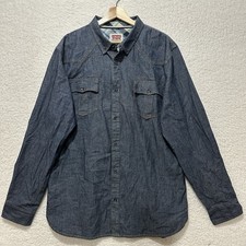 Levi's Men's Button Up Long Sleeve Blue Denim Shirt 100% Cotton Western Size XL