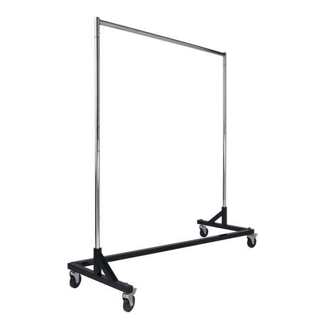 Econoco RZK-8 Square Tubing Economy Z-Rack   Black Base - Chrome Uprights & Hgrl