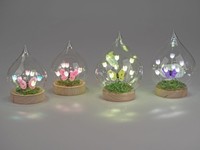 4Er Set Led Dekoobjekte Tropfen Mit Blumen Innen H. 14Cm Bunt Glas Formano F26