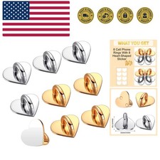 8 Pcs Cell Phone Finger Ring Adhesive Metal Phone Finger Grip Loop Stand Hear...