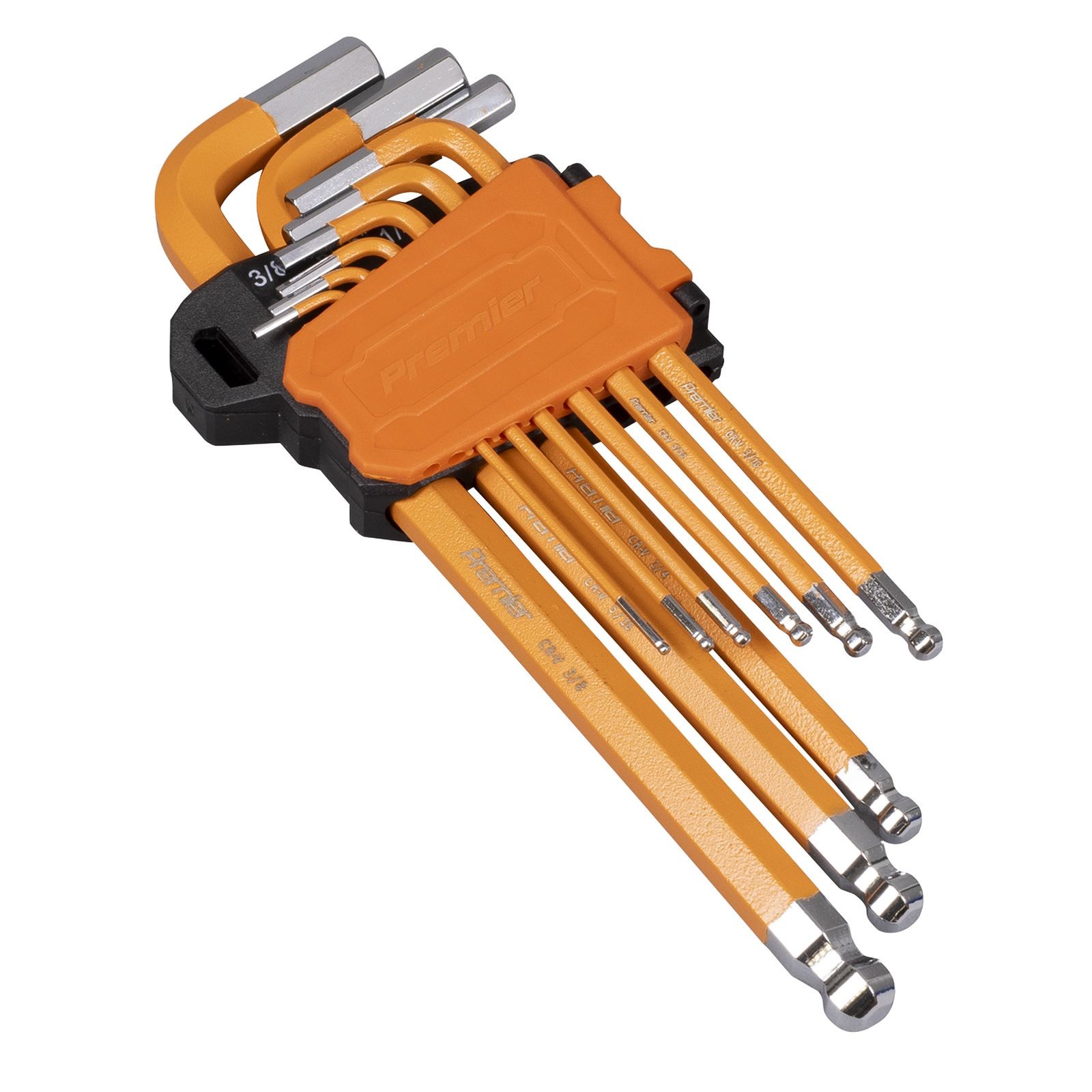 Sealey AK71750 Premier Allen Hex Key Set 9pc Imperial SAE Long Ball End In Case - Image 3