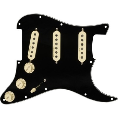Fender Pre-Wired Strat Pickguard, Vintage Noiseless SSS Black - Single Coil