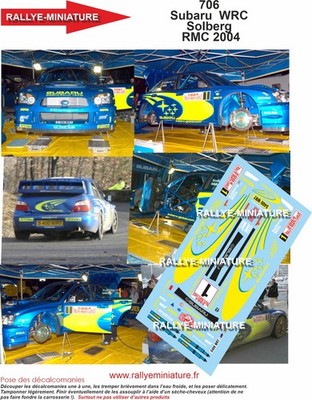 DECALS 1/43 REF 0706 Subaru WRC Solberg Rallye Monte Carlo 2004