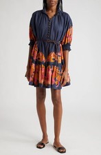 Zimmermann Acadian Paisley Belted Minidress Navy Paisley Sz 3 US 10