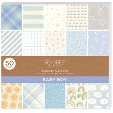 Baby Boy Blue Scrapbook Paper Pad 12x12 Inch 50 Sheets 25 Designs Patterned