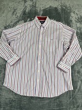 Paul Fredrick Mens Non-Iron Two Ply Cotton Striped Dress Shirt 17.5 X 33