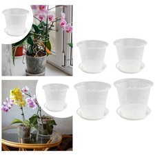 Pots à orchidées avec trous et soucoupe, pots de fleurs, conteneurs pour