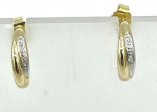 HALB-CREOLEN OHRSTECKER in 333/- 8 crt. GG/WG mit je 1 DIAMANTEN