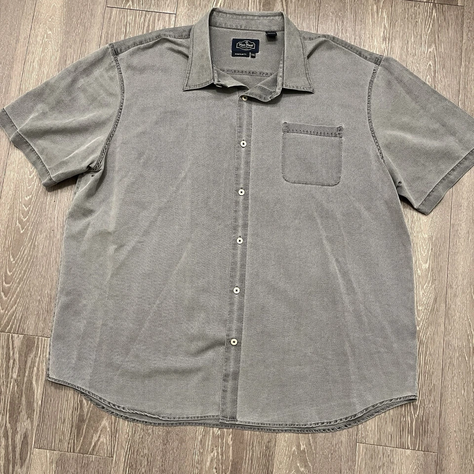 Camisa abotonada Nat Nast para hombre XXL 2XL azul gris calce americano seda lujo adulto Foto 2 de 4