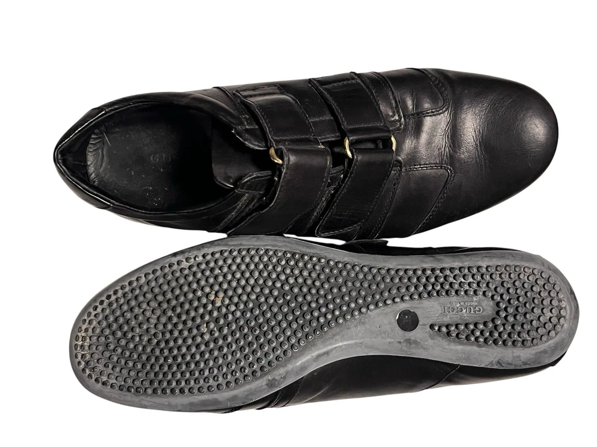 Gucci Ladies Black Leather Hook & Loop Strap Sneakers, Round Toe size 39
