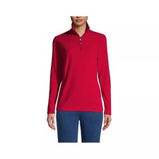 Lands End Women's Anyweather Fleece Quarter Zip Pullover Rich Red Size Petite M