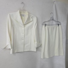 Le Suit Essentials Skirt Suit Women 10P White Blazer Pencil Skirt Professional