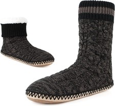 Cozylook Mens Slipper Socks Fleece Lined Non-slip Soles, Winter Soft Thick Cozy