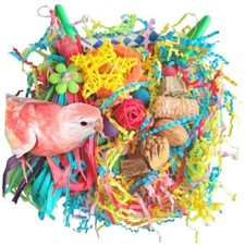 Bird Toys for Parakeets, Conure Toys, Bird Grass Mat,Bird Swings Parrot Red