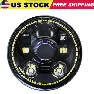 5-3/4 5.75'' LED Motorcycle Headlight with Halo DRL Compatible with Harley David