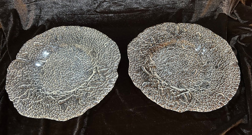 Global Amici Pebbles Clear Dinner Plates Set of 2 Heavy Textured Glass 10 3/8"