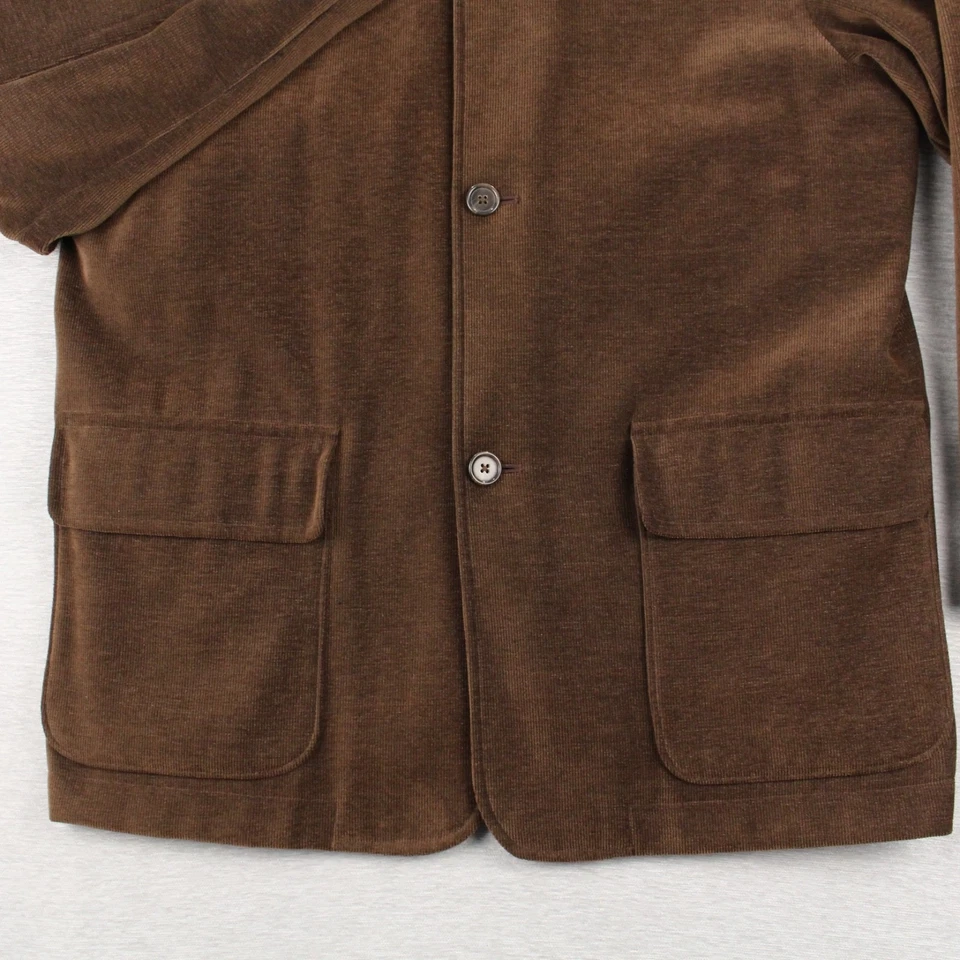 Chaqueta con botones de pana Talbots para hombre talla M marrón poliéster algodón elástico Foto 3 de 4