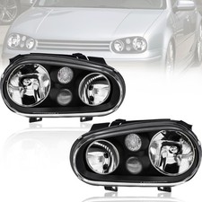Pair Headlights Assembly Compatible for Volkswagen Golf MK4 1999-2006 with