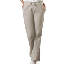 Cherokee Womens Petite Flare Leg Drawstring Scrub Pant Khaki NWT petite small