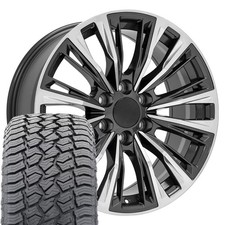 Ca93 20x9 Gunmetal Wheels 27555r20 At2 Tires Set Fits Silverado Tahoe