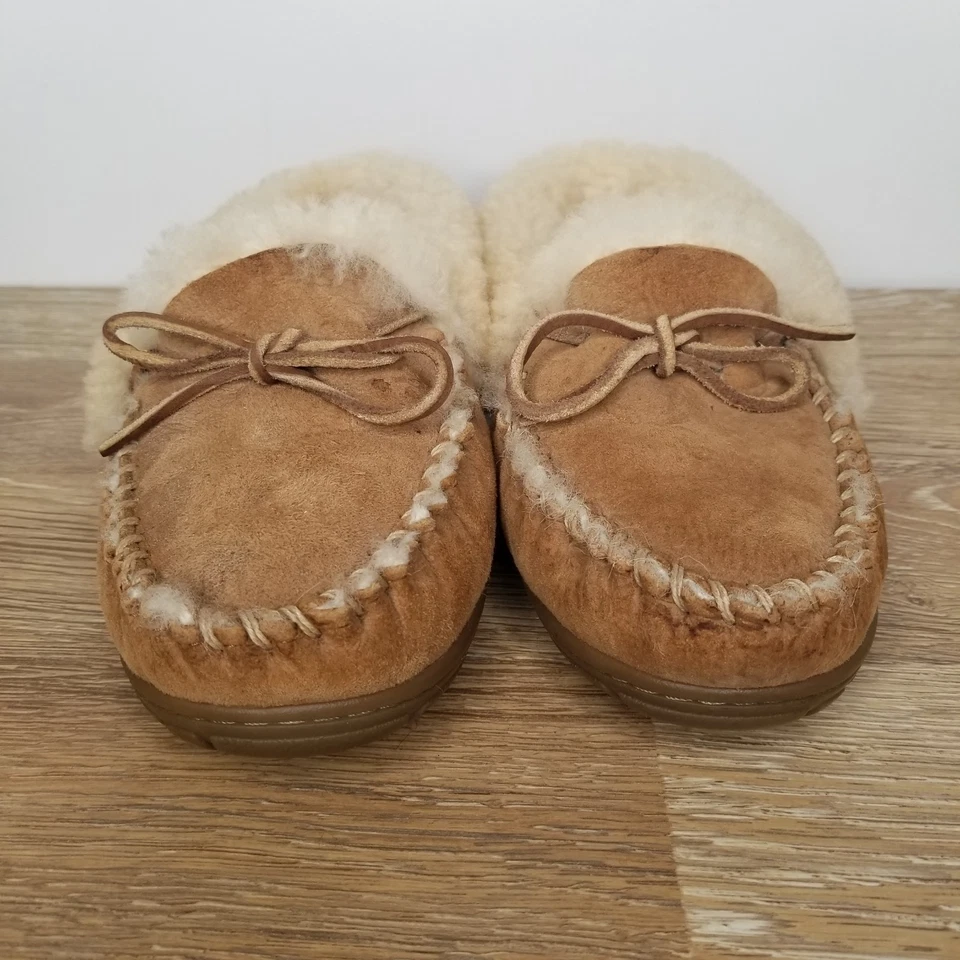 L.L. Zapatillas de mocasín Bean Wicked Good forradas de piel de oveja gamuza tostada talla 9 para mujer Foto 2 de 4
