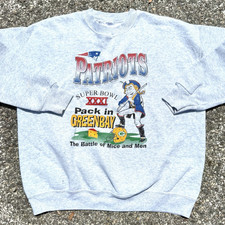 Vintage New England Patriots 90s XXXI Super Bowl Crewneck Sweatshirt Medium 1996
