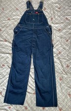 Dickies Overalls Mens 38x32 Blue Denim Bib Workwear Carpenter Made In USA