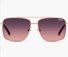 Quay Australia Navigator Sunglasses HOT TAKE Rose Gold Gradient Smoke / Pink