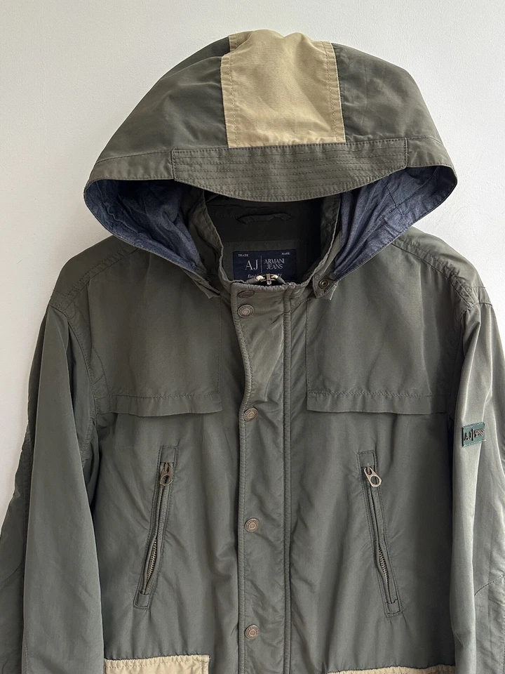 Armani Jeans Parka Multipocket Green Light Jacket 52 M Mens - Image 4 of 4