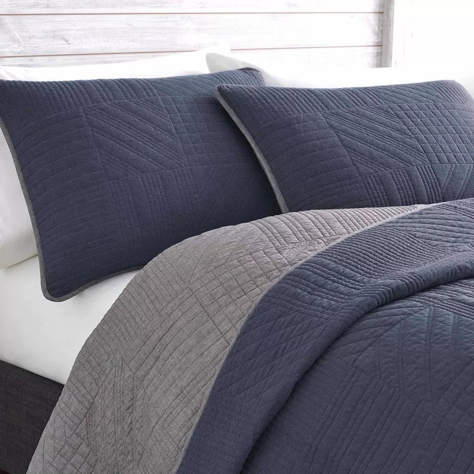 Full/Queen Hidden Lake Reversible Quilt Set Blue Eddie Bauer eBay