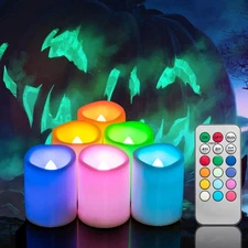 Candle Idea 6 Pcs Color Changing Remote Flameless Flickering LED Timer Votive Ca