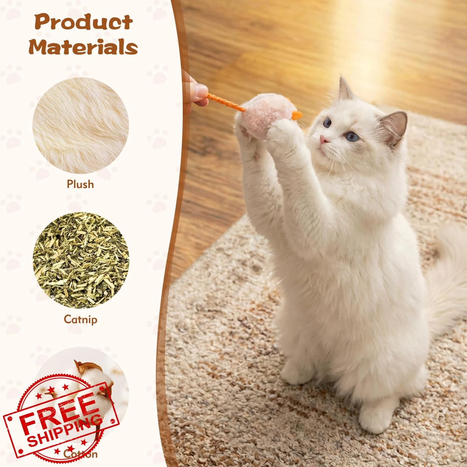 WRW 12 Catnip Mice Toys Plush Cat Toys for Indoor Cats 2.36 Inch